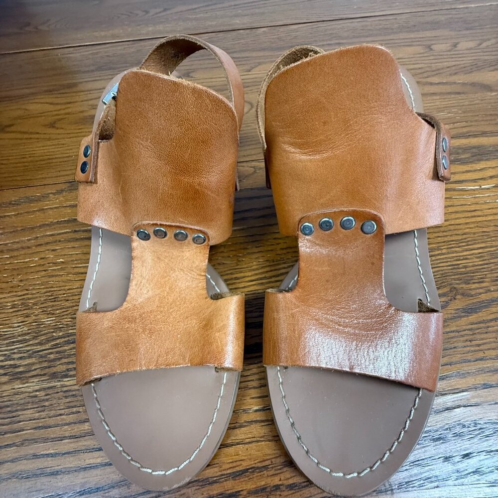 Barbara Barbieri Brown Leather slingback Sandal, Italian Made,‎ Size 8